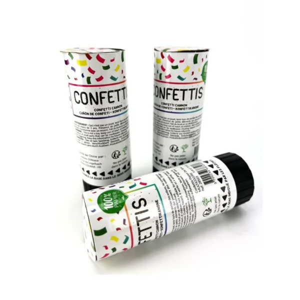 3 CANONS CONFETTIS 11 CM MULTICOLOR PAPIER DE SOIE – Image 2