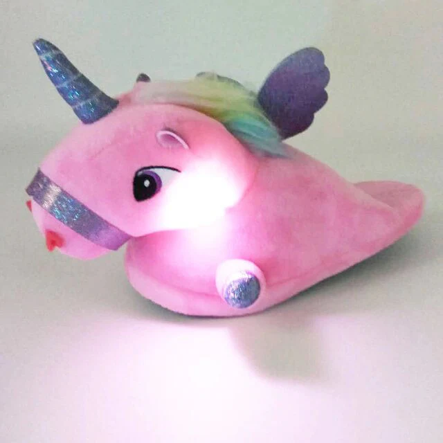 Chaussons Licorne Rose Lumineux